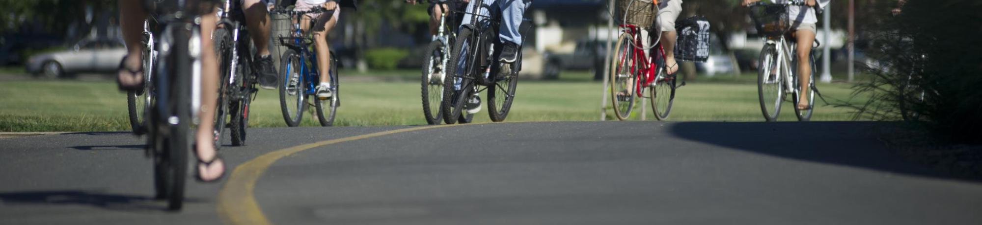 Students riding bikes